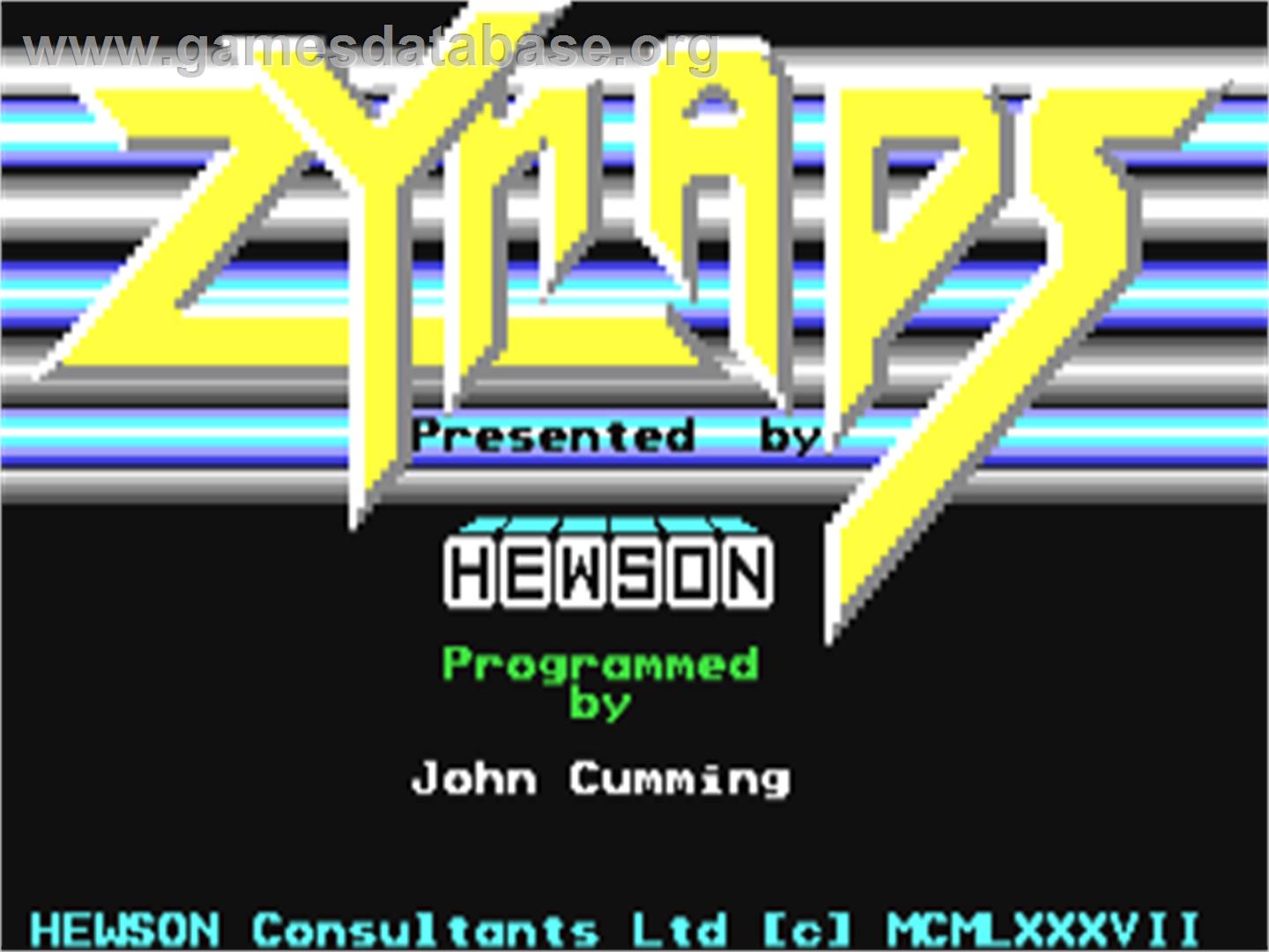 Zynaps - Commodore 64 - Artwork - Title Screen
