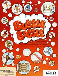 Box cover for Bubble Bobble on the Commodore Amiga.