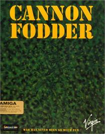 Box cover for Cannon Fodder on the Commodore Amiga.