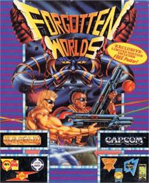 Box cover for Forgotten Worlds on the Commodore Amiga.