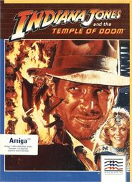 Box cover for Indiana Jones and the Temple of Doom on the Commodore Amiga.