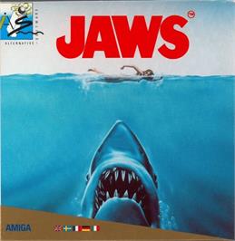 Box cover for Jaws on the Commodore Amiga.