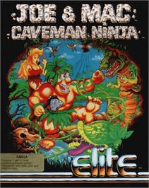 Box cover for Joe & Mac: Caveman Ninja on the Commodore Amiga.