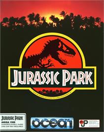 Box cover for Jurassic Park on the Commodore Amiga.