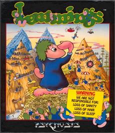 Box cover for Lemmings on the Commodore Amiga.