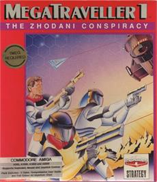 Box cover for MegaTraveller 1: The Zhodani Conspiracy on the Commodore Amiga.