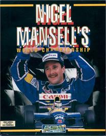 Box cover for Nigel Mansell's World Championship on the Commodore Amiga.