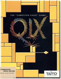 Box cover for Qix on the Commodore Amiga.