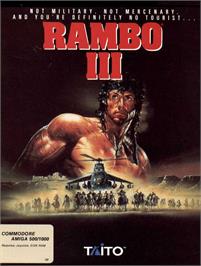 Box cover for Rambo III on the Commodore Amiga.