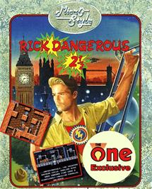 Box cover for Rick Dangerous 2 on the Commodore Amiga.