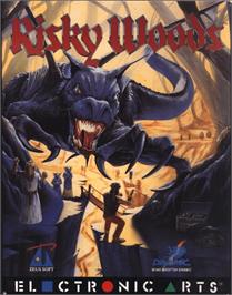 Box cover for Risky Woods on the Commodore Amiga.