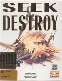 Box cover for Seek and Destroy on the Commodore Amiga.