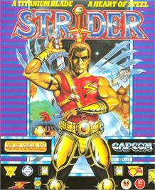 Box cover for Strider on the Commodore Amiga.
