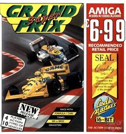 Box cover for Super Grand Prix on the Commodore Amiga.
