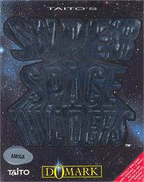 Box cover for Super Space Invaders on the Commodore Amiga.