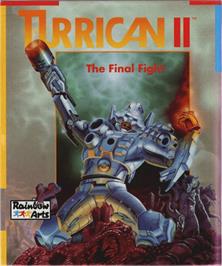Box cover for Turrican II: The Final Fight on the Commodore Amiga.