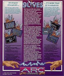 Box back cover for 9 Lives on the Commodore Amiga.