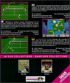 Box back cover for Advantage Tennis on the Commodore Amiga.