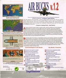 Box back cover for Air Bucks on the Commodore Amiga.