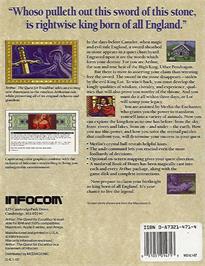 Box back cover for Arthur: The Quest for Excalibur on the Commodore Amiga.