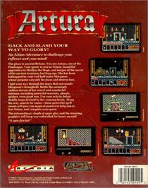 Box back cover for Artura on the Commodore Amiga.