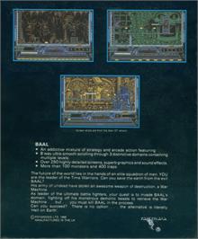 Box back cover for Baal on the Commodore Amiga.