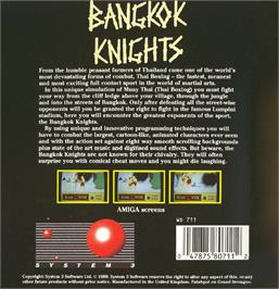 Box back cover for Bangkok Knights on the Commodore Amiga.