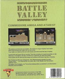 Box back cover for Battle Valley on the Commodore Amiga.