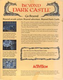 Box back cover for Beyond Dark Castle on the Commodore Amiga.