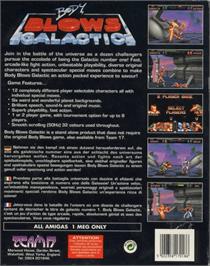 Box back cover for Body Blows Galactic on the Commodore Amiga.