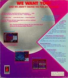 Box back cover for Breach 2 on the Commodore Amiga.