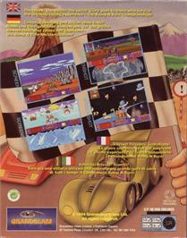 Box back cover for Bump 'n' Burn on the Commodore Amiga.