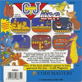 Box back cover for CJ In the USA on the Commodore Amiga.
