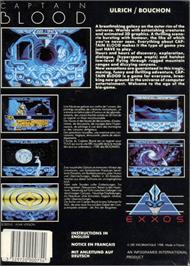 Box back cover for Captain Blood on the Commodore Amiga.
