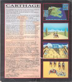 Box back cover for Carthage on the Commodore Amiga.