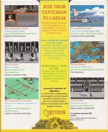 Box back cover for Centurion: Defender of Rome on the Commodore Amiga.