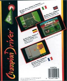 Box back cover for Champion Driver on the Commodore Amiga.