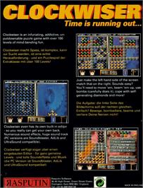 Box back cover for Clockwiser: Time is Running Out... on the Commodore Amiga.