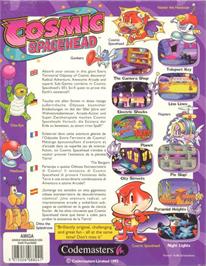 Box back cover for Cosmic Spacehead on the Commodore Amiga.