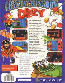 Box back cover for Crystal Kingdom Dizzy on the Commodore Amiga.