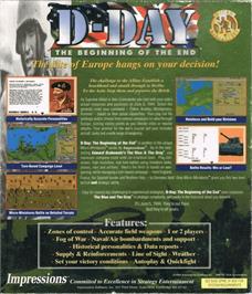 Box back cover for D-Day: The Beginning of the End on the Commodore Amiga.