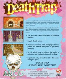 Box back cover for Death Trap on the Commodore Amiga.
