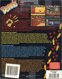 Box back cover for Dennis on the Commodore Amiga.