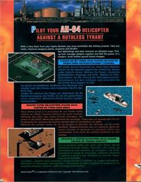 Box back cover for Desert Strike: Return to the Gulf on the Commodore Amiga.