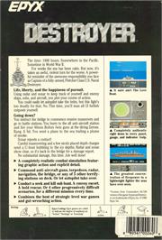 Box back cover for Destroyer on the Commodore Amiga.