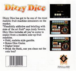 Box back cover for Dizzy Dice on the Commodore Amiga.