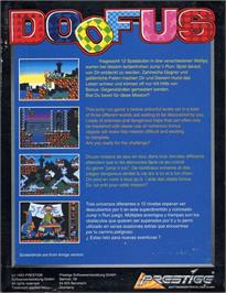 Box back cover for Doofus on the Commodore Amiga.