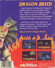 Box back cover for Dragon Breed on the Commodore Amiga.