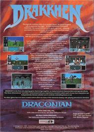 Box back cover for Drakkhen on the Commodore Amiga.