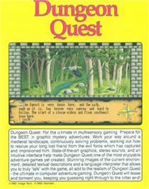 Box back cover for Dungeon Quest on the Commodore Amiga.
